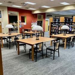 Bedford Branch Library - This area is adjacent to stacks of novelists (in alphabetical order) and offers additional seating