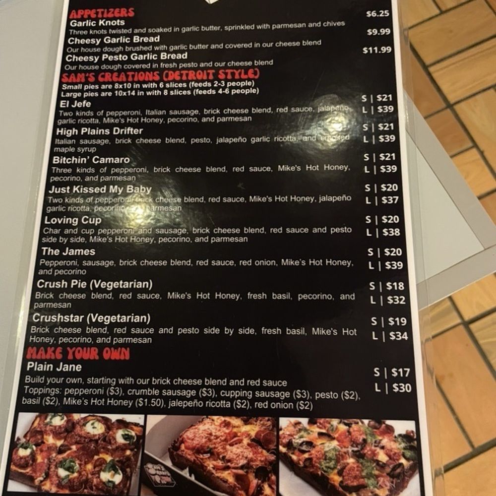 Sam’s Square Pie - Menu - Pizza Near Me - Indianapolis, Indiana Sam’s Square Pie - Menu - Pizza Near Me - Indianapolis, Indiana