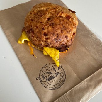 Café Lentz - Franklin Street - egg, bacon, cheddar on a cheddar biscuit. - Cafes Near Me - Mount Pleasant, North Carolina