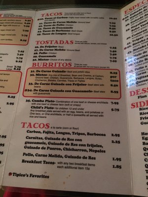 Menu photo 5 Tipico's Carrollton, TX