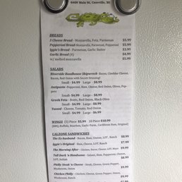 Front of menu