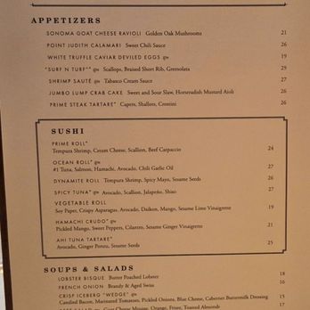 Ocean Prime - Menu - Seafood Near Me - Tampa, Florida