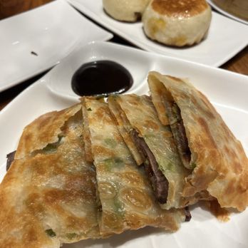 Kungfu Kitchen - Scallion Pancake with Sliced Beef and Pan-Fried Peking Duck Buns - Dim Sum Near Me - Orlando, Florida Kungfu Kitchen - Scallion Pancake with Sliced Beef and Pan-Fried Peking Duck Buns - Dim Sum Near Me - Orlando, Florida