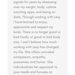 Lexy Penney Nutrition & Wellness - Client testimonial
