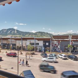 Twenty Ninth Street - Apple, Sephora and lululemon storefronts at Twenty Ninth Street with the Flatirons in the background.