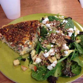 Naturally Cafe - Spinach tomato and goat cheese quiche with a salad. - Juice Bars & Smoothies Near Me - New Braunfels, Texas Naturally Cafe - Spinach tomato and goat cheese quiche with a salad. - Juice Bars & Smoothies Near Me - New Braunfels, Texas