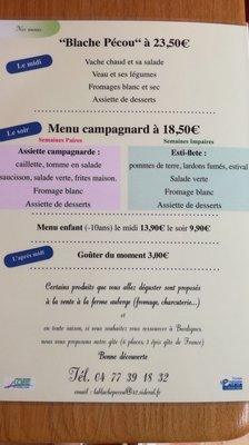 Menu photo 1 Ferme-Auberge la Blache Pécou Burdignes, 42