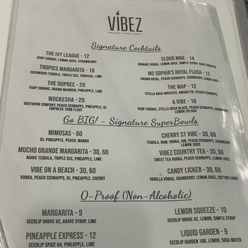 Vibez - Drink menu as of October 2, 2021 - Breakfast & Brunch Near Me - Macon, Georgia