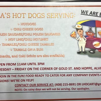 Lisa's Hot Dogs - a menu for customers - Hot Dogs Near Me - San Jose, California Lisa's Hot Dogs - a menu for customers - Hot Dogs Near Me - San Jose, California