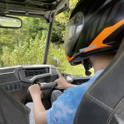 ATV Vermont - Passenger with a helmet and eye covering