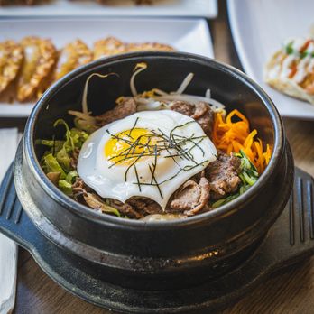 Echo Box - Bibimbap. Bowl of steamed rice topped with sautéed vegetables, fresh greens &amp; sunny side up egg, served with our signature gochujang. - Karaoke Near Me - Washington, DC, District of Columbia