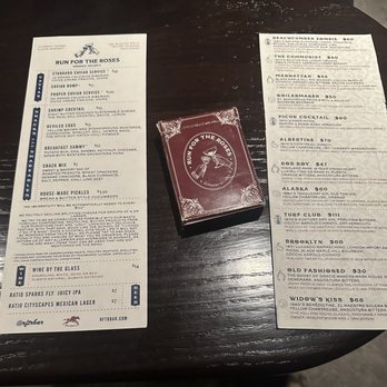 Run For The Roses - Menus with Card Deck of Cocktails - Cocktail Bars Near Me - Denver, Colorado