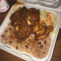 Island Spice Restaurant - Stew Chicken w/ rice and beans. Small $7 and change!