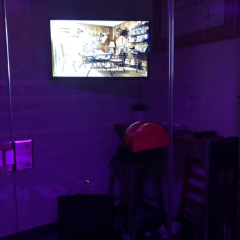 Perspire Sauna Studio - Buckhead - View of TV from inside sauna, speakers are inside the sauna. - Saunas Near Me - Atlanta, Georgia