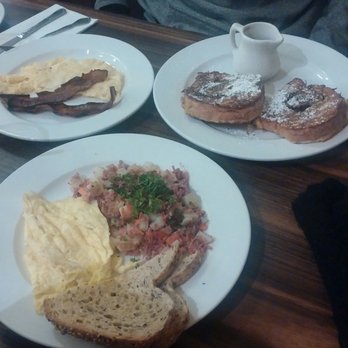 Hen House Eatery - Our meals...so good! Cinnamon French toast w/ pure maple syrup for him and corned beef hash, eggs and toast! - Breakfast & Brunch Near Me - Minneapolis, Minnesota