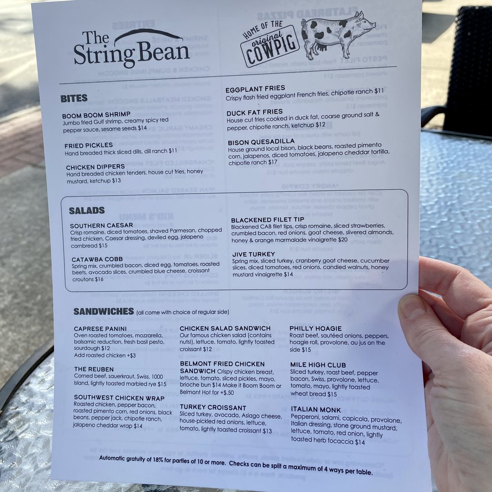 The String Bean - menu - Beer, Wine & Spirits Near Me - Belmont, North Carolina The String Bean - menu - Beer, Wine & Spirits Near Me - Belmont, North Carolina