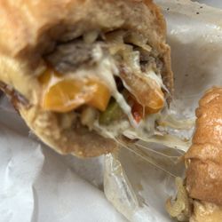 Casapulla's Elsmere Steak & Sub Shop - Cheesesteak sandwich with extra cheese, grilled onions and sweet bell peppers