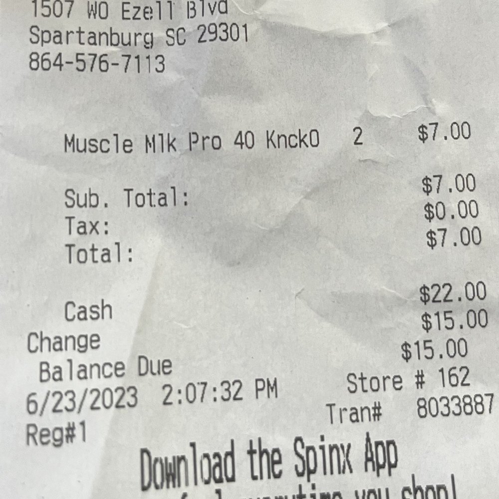 Spinx - a receipt for a spinx - Convenience Stores Near Me - SPARTANBURG, South Carolina Spinx - a receipt for a spinx - Convenience Stores Near Me - SPARTANBURG, South Carolina