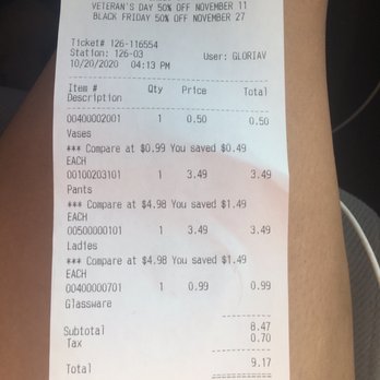 Texas Thrift - Receipt, Gloria V needs to be fired for racially profiling me and assuming I was a thief - Thrift Stores Near Me - San Antonio, Texas