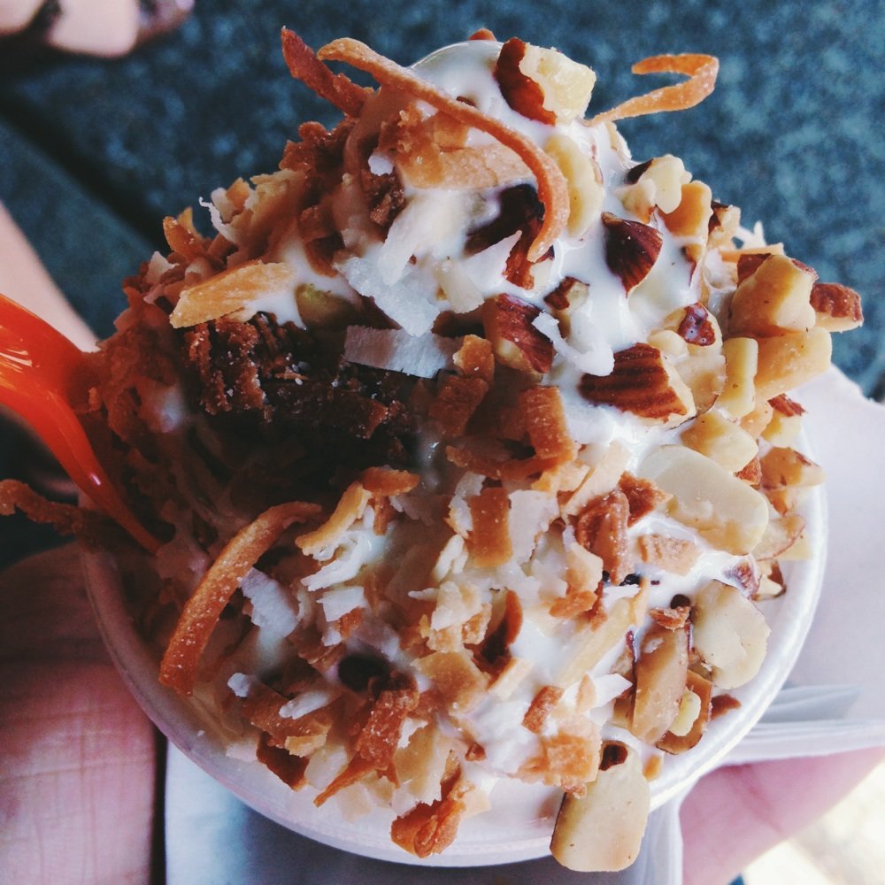 Yogurt Mill - Vanilla yogurt with toasted coconut and almonds. - Ice Cream & Frozen Yogurt Near Me - Modesto, California Yogurt Mill - Vanilla yogurt with toasted coconut and almonds. - Ice Cream & Frozen Yogurt Near Me - Modesto, California
