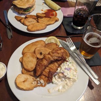 Shamrock Brewing - Shamrock Angus Burger with Root Beer & Chips and Fish and Chips with a Pueblo American Pale Ale (PAPA). - Irish Near Me - Pueblo, Colorado