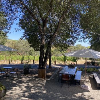 Reeve Wines - Low key tasting area in the shade looking over the vines was cool on a hot day. - Wineries Near Me - Healdsburg, California