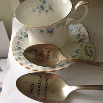 Ocean Tide Interiors - Bought, hand stamped vintage silver spoons and a pretty tea cup and saucer, nice! - Interior Design Near Me - Carlsbad, California Ocean Tide Interiors - Bought, hand stamped vintage silver spoons and a pretty tea cup and saucer, nice! - Interior Design Near Me - Carlsbad, California