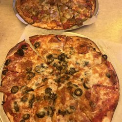 Riverview Restaurant - Pepperoni and black olive pizza! Hubby got meatball, peppers & onion. Both were great!