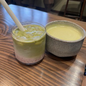 Yama Onigiri - Strawberry match, regular warm matcha - Japanese Near Me - Banff, Alberta
