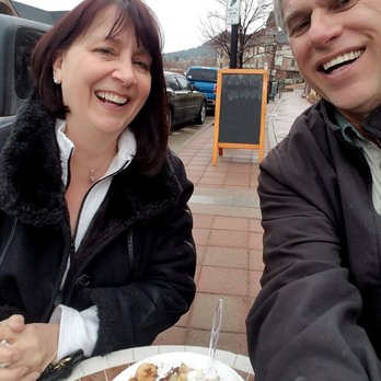 Totally Nuts & Company - Sitting on the street after a freezing rain enjoying our nutella and banana dessert crepe. - Desserts Near Me - Manitou Springs, Colorado Totally Nuts & Company - Sitting on the street after a freezing rain enjoying our nutella and banana dessert crepe. - Desserts Near Me - Manitou Springs, Colorado