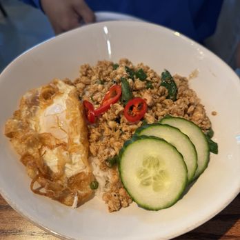 Plue - Ground Chicken Basil Over Rice / Fried egg - Thai Near Me - New York, New York Plue - Ground Chicken Basil Over Rice / Fried egg - Thai Near Me - New York, New York