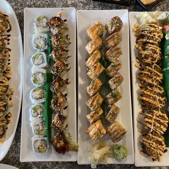 V & A Sushi - Don't remember the first one, California roll, Fire Dragon Roll, Oregon Roll, King Tuna Roll, 82nd Roll, don't remember the last one - Japanese Near Me - Portland, Oregon