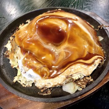 Fugetsu - Sunnyvale - Cheetama Pork Okonomiyaki - pork Okonomiyaki topped with egg and melted cheese - Japanese Near Me - Sunnyvale, California Fugetsu - Sunnyvale - Cheetama Pork Okonomiyaki - pork Okonomiyaki topped with egg and melted cheese - Japanese Near Me - Sunnyvale, California