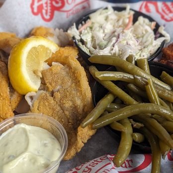 AJ's on the Bayou - Fried fish + coleslaw + green beans - Seafood Near Me - Fort Walton Beach, Florida AJ's on the Bayou - Fried fish + coleslaw + green beans - Seafood Near Me - Fort Walton Beach, Florida