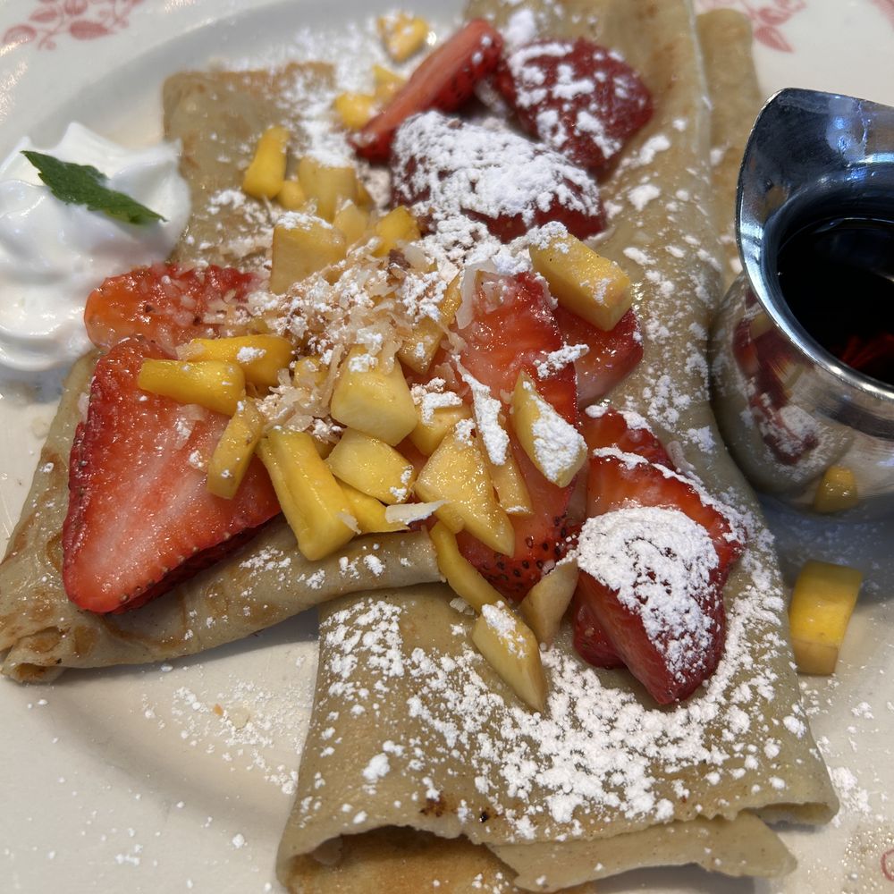 Eggstasy - Toasted coconut, mango, & strawberry crepes (3 of them!) - Breakfast & Brunch Near Me - Chandler, Arizona Eggstasy - Toasted coconut, mango, & strawberry crepes (3 of them!) - Breakfast & Brunch Near Me - Chandler, Arizona
