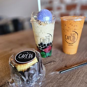 Cafe 86 - Ube Leche Flan Cupcake, Halo Halo, and Thai Tea - Desserts Near Me - Chandler, Arizona