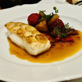 Selby's - Alaskan halibut with potato "scales" - New American Near Me - Redwood City, California Selby's - Alaskan halibut with potato "scales" - New American Near Me - Redwood City, California
