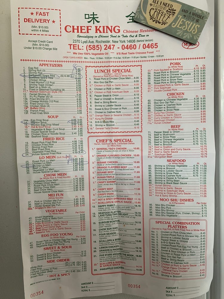 CHEF KING Chinese 2370 Lyell Ave, Rochester, NY Restaurant