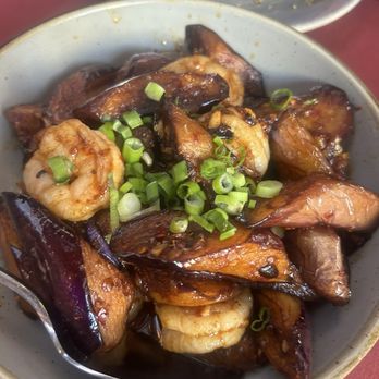 Burma Love - Shrimp and Eggplant With Garlic Sauce . Everything was cooked to perfection!! - Burmese Near Me - San Francisco, California Burma Love - Shrimp and Eggplant With Garlic Sauce . Everything was cooked to perfection!! - Burmese Near Me - San Francisco, California