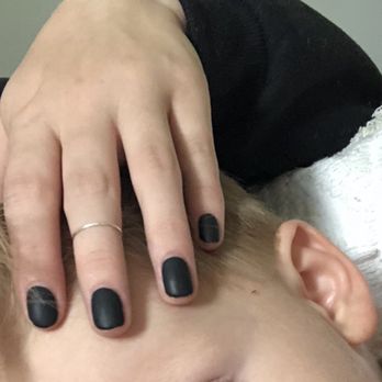 Nails & Spa - Manicure with matte black gel polish - Nail Salons Near Me - Maple Grove, Minnesota
