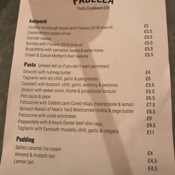 Padella - Menu as of February 2019 - Italian Near Me - London, XGL Padella - Menu as of February 2019 - Italian Near Me - London, XGL
