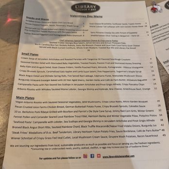 The Library Kitchen & Bar - Valentine's Day menu - Desserts Near Me - Sapphire, North Carolina