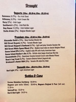 Menu photo 1 P.J. O'Brien Irish Pub and Restaurant Toronto, ON