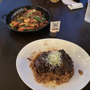 FINKA Table & Tap - Grass Fed Oxtail in Merlot Reduction Risotto and shrimp wok - Asian Fusion Near Me - Miami, Florida FINKA Table & Tap - Grass Fed Oxtail in Merlot Reduction Risotto and shrimp wok - Asian Fusion Near Me - Miami, Florida