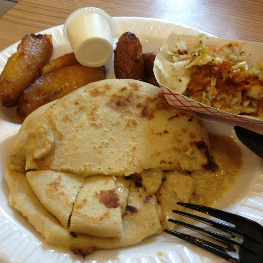 Tortilla Cafe - Pupusas with a side of fried plantain - Mexican Near Me - Washington, DC, District of Columbia