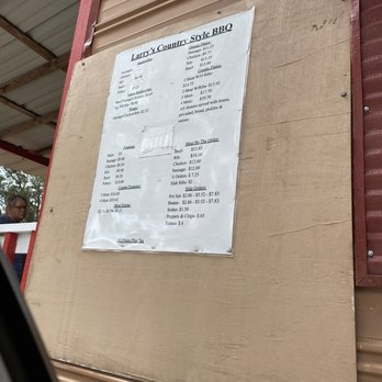 Larry's Country Style BBQ - a menu on the side of a building - Barbeque Near Me - Madisonville, Texas Larry's Country Style BBQ - a menu on the side of a building - Barbeque Near Me - Madisonville, Texas