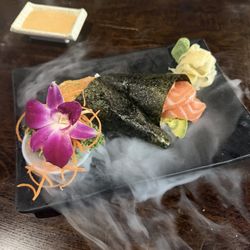 Miku Sushi & Steakhouse - Salmon avocado hand roll spicy yellowtail hand roll