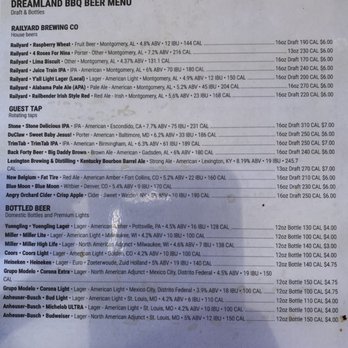 Dreamland BBQ - Great beer menu! - Barbeque Near Me - Montgomery, Alabama Dreamland BBQ - Great beer menu! - Barbeque Near Me - Montgomery, Alabama