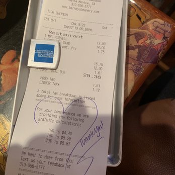 Barney's Beanery - Receipt - Breakfast & Brunch Near Me - Santa Monica, California Barney's Beanery - Receipt - Breakfast & Brunch Near Me - Santa Monica, California