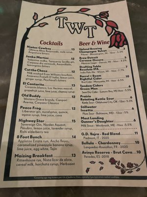 Menu photo 8 Time Will Tell Detroit, MI